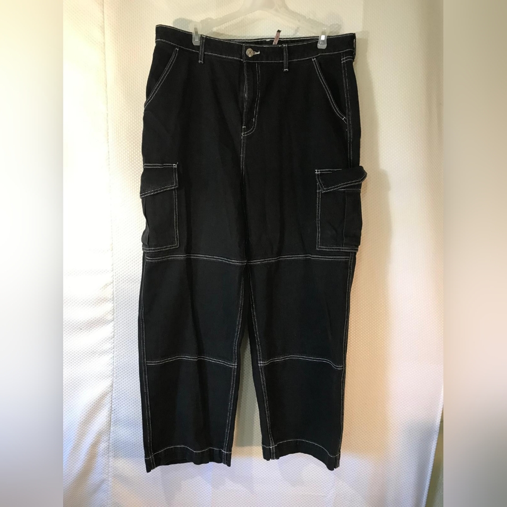 Wild Fable Black Cargo Pants White Contrast Stitching Size 16W